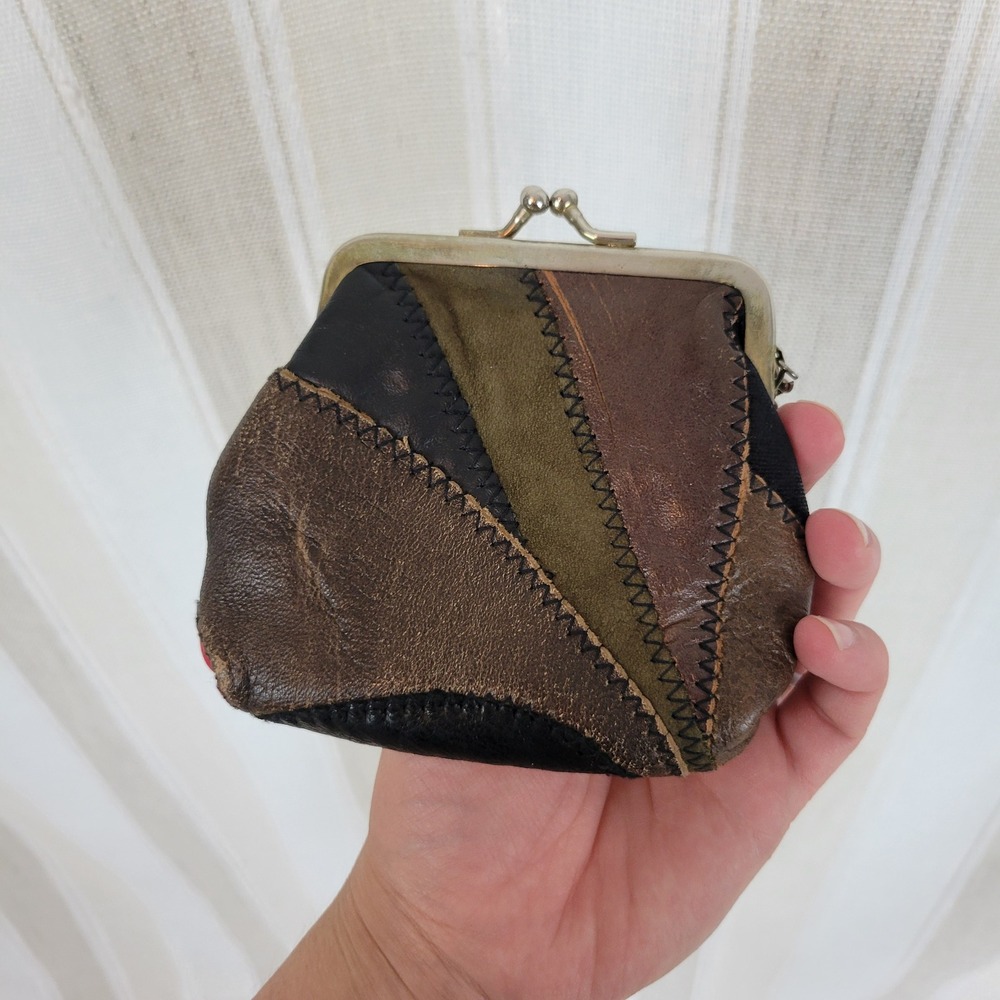 Vintage Genuine Leather Patchwork Coin Purse